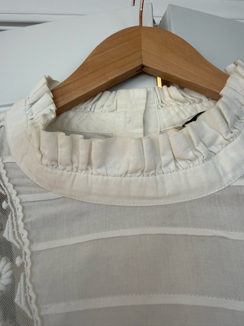Sea New York Ivory Lace-Inset High Neck Blouse - Picture 2 of 5